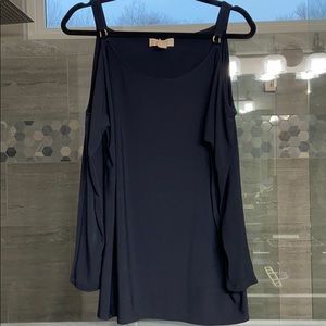 Michael Kors navy cold shoulder top